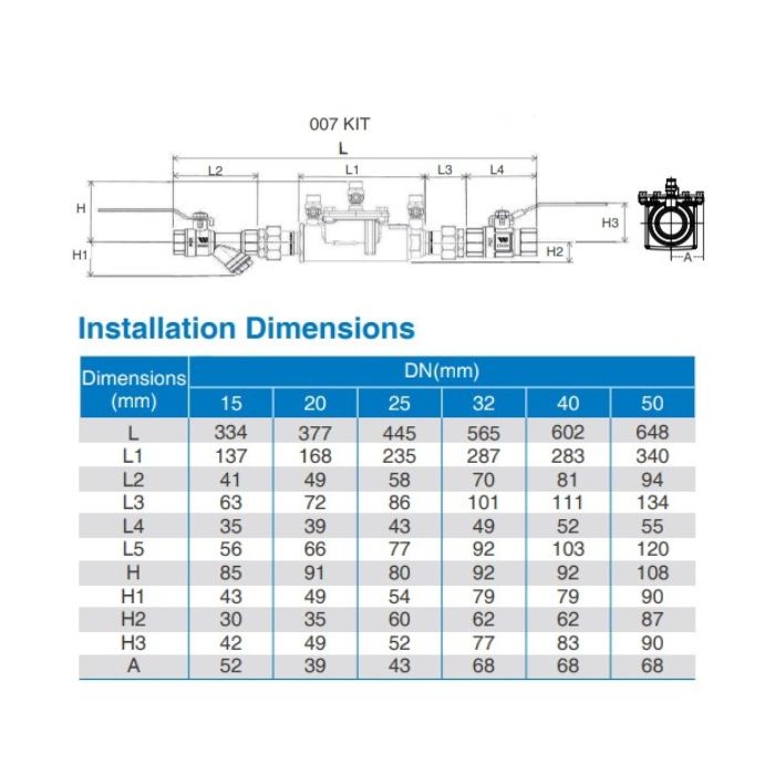 25mm Watts 007-LBS Bronze Double Check Backflow Preventer Valve Ball Valves & Strainer