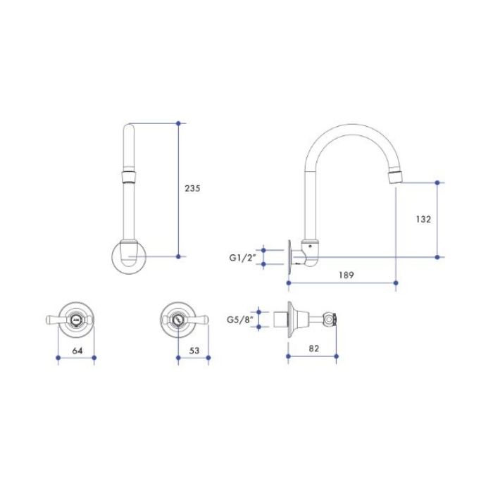 Whitehall Easy Clean Lever Wall Sink Set Ceramic Disc 1/4 Turn Swivel Outlet 2015