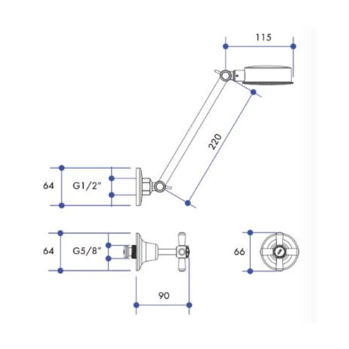 Whitehall Easy Clean Shower Set Ceramic Disc 1/2 Turn 7181LF