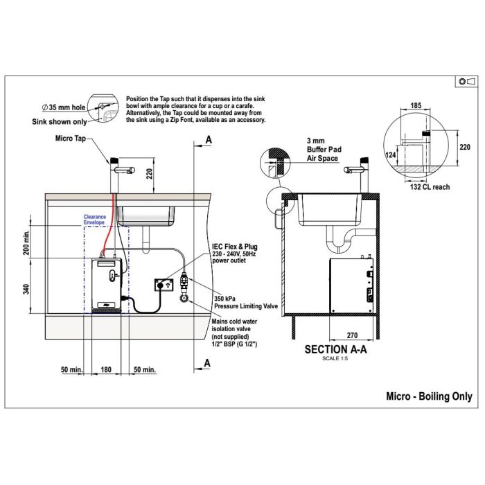 Zip M1002AU Micro Tap B10 Matte Black Boiling Only Drinking Water System  