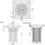 150mm Square Floor Grate Heel Proof & Strainer 304 Stainless 100mm Outlet FW-150BS-304 thumbnail