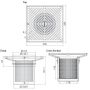 250mm Square Floor Grate Heel Proof & Strainer 316 Stainless 150mm Outlet FW-250BS-150-316 thumbnail