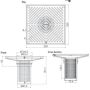 250mm Square Floor Grate Heel Proof & Strainer 316 Stainless 100mm Outlet FW-250BS-316  thumbnail