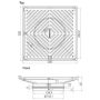 250mm Square Floor Grate Heel Proof 304 Stainless 150mm Outlet FW-250S-150-304  thumbnail