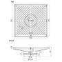 250mm Square Floor Grate Heel Proof 316 Stainless 100mm Outlet FW-250S-316  thumbnail