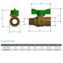 20mm M&F Butterfly Handle Ball Valve Brass Gas Water Approved 3/4" BSP BWB20MGLF  thumbnail