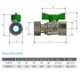 20mm Female Swivel Nut Ball Valve Butterfly Handle Watermark 3/4" BSP H20FW thumbnail