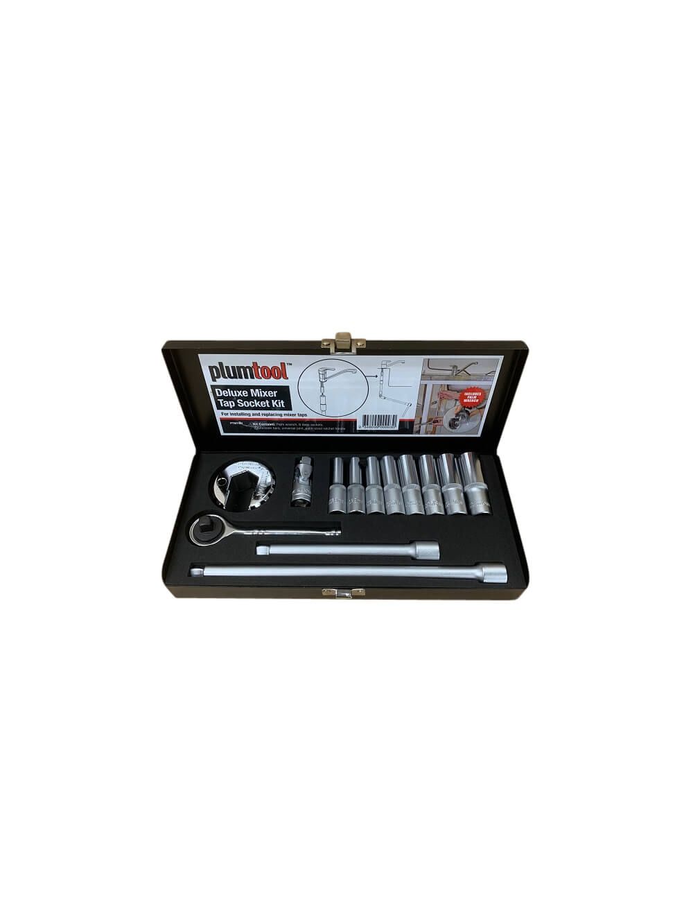 Details about   Plumtool Mixer Tap Socket Set Deluxe with Palm Wrench 9885 PTMT487 