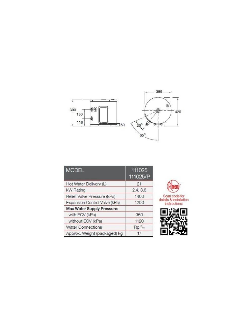 Rheem 25 Litre Electric Hot Water Systems - Plumbing Sales