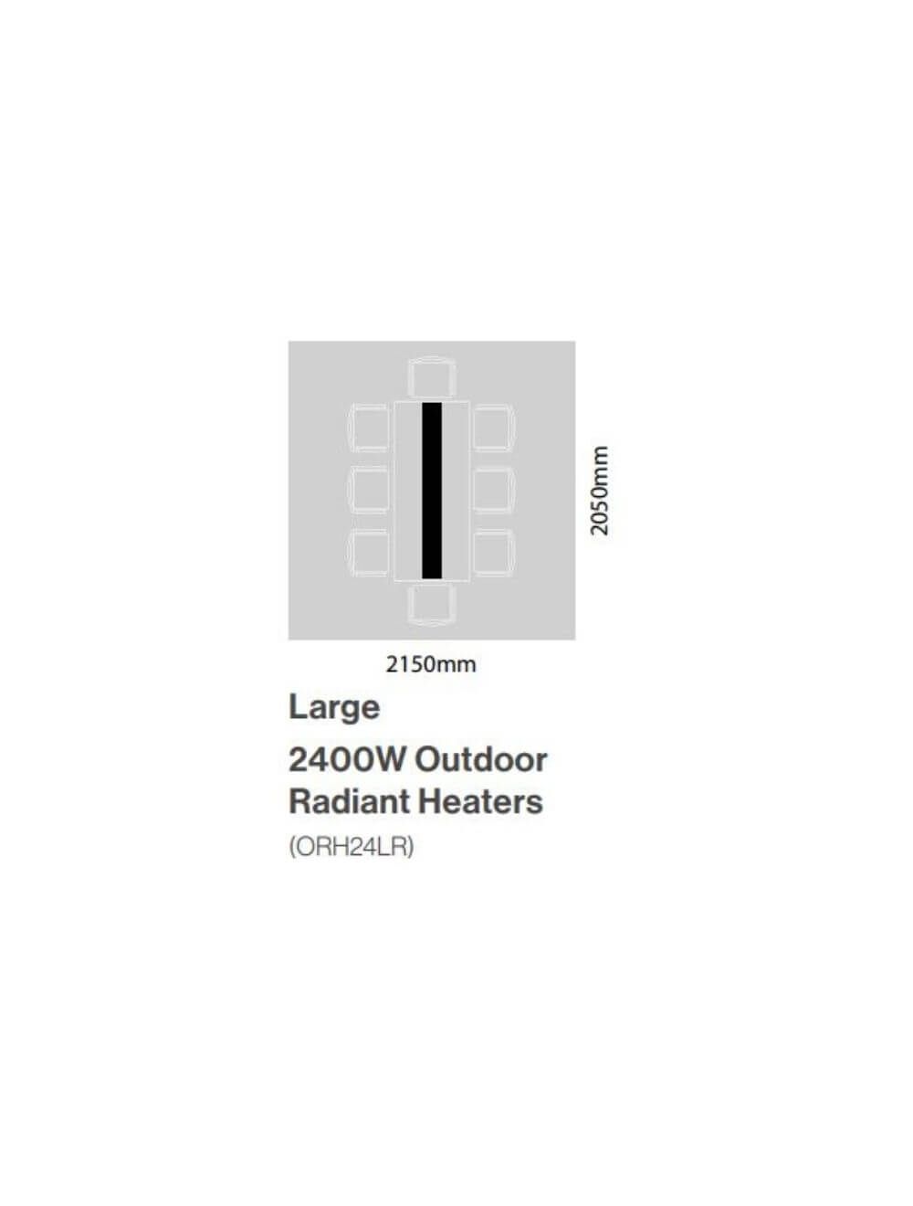 Rinnai 2400W Outdoor Radiant Heater Electric Large With Remote ORH24LR  1500mm