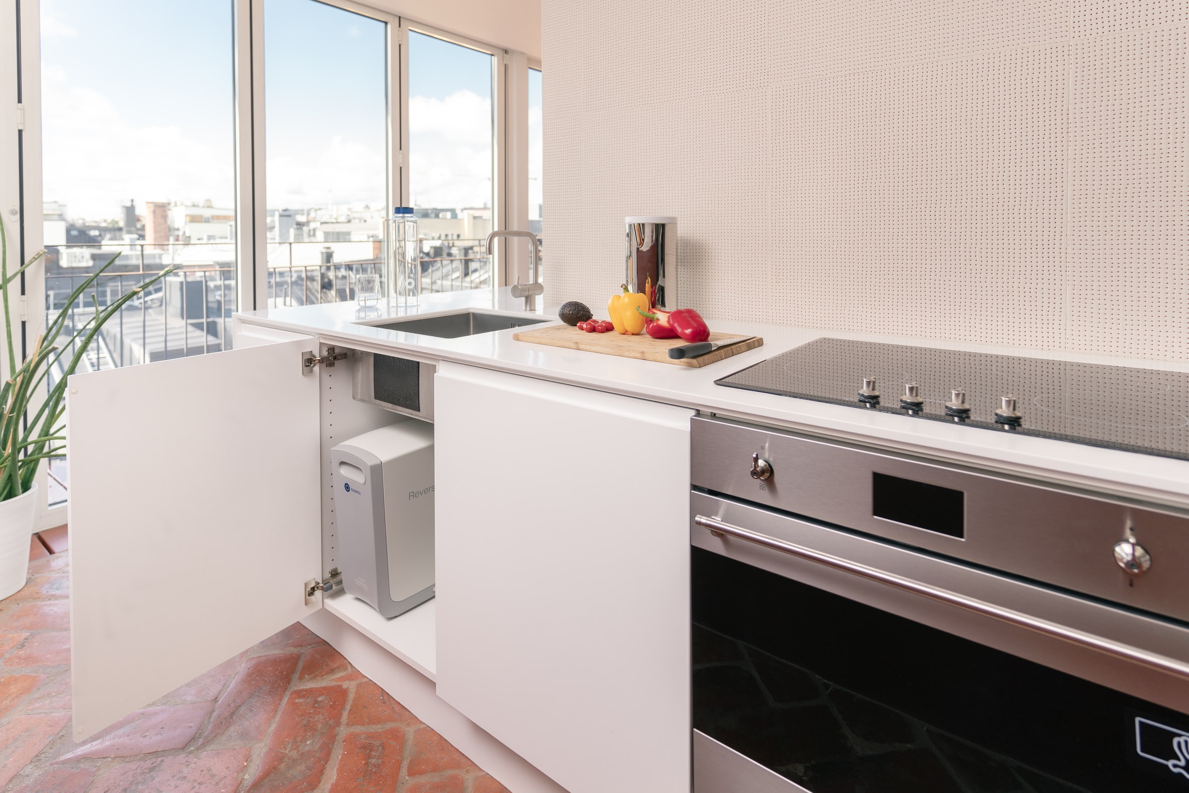 View of under kitchen sink