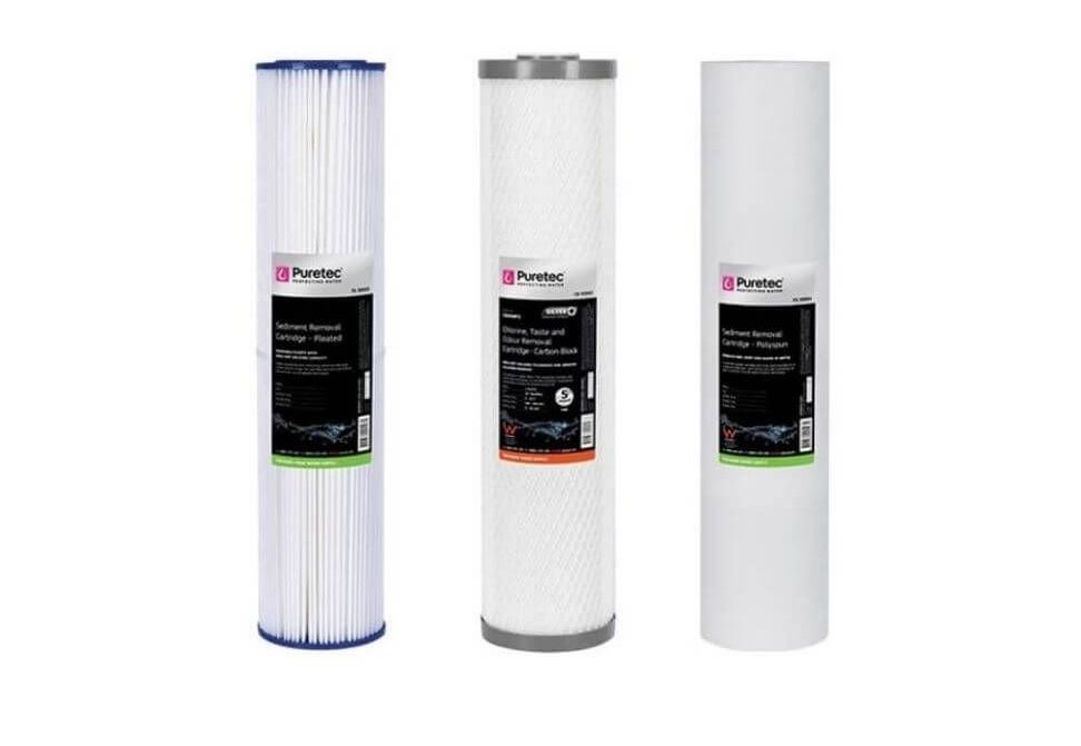 Puretec replacement water filter cartridges.