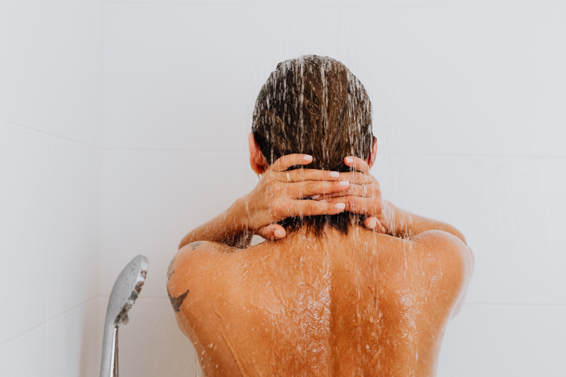 woman in shower